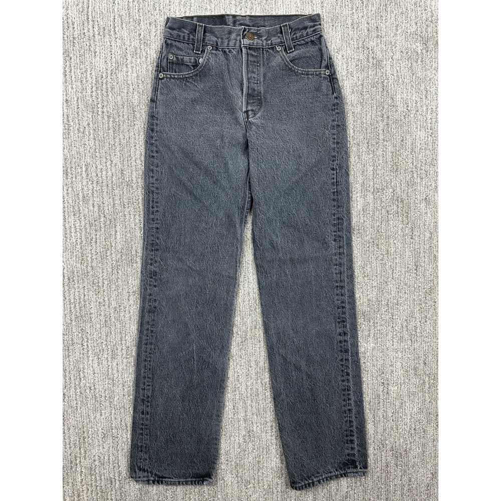 Vintage Levi's 701 USA 80s Mens W25 L30 701-5759 Student Fit Black Wash Fade